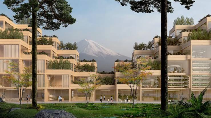 Vista en proyecto de un inmueble de Woven City