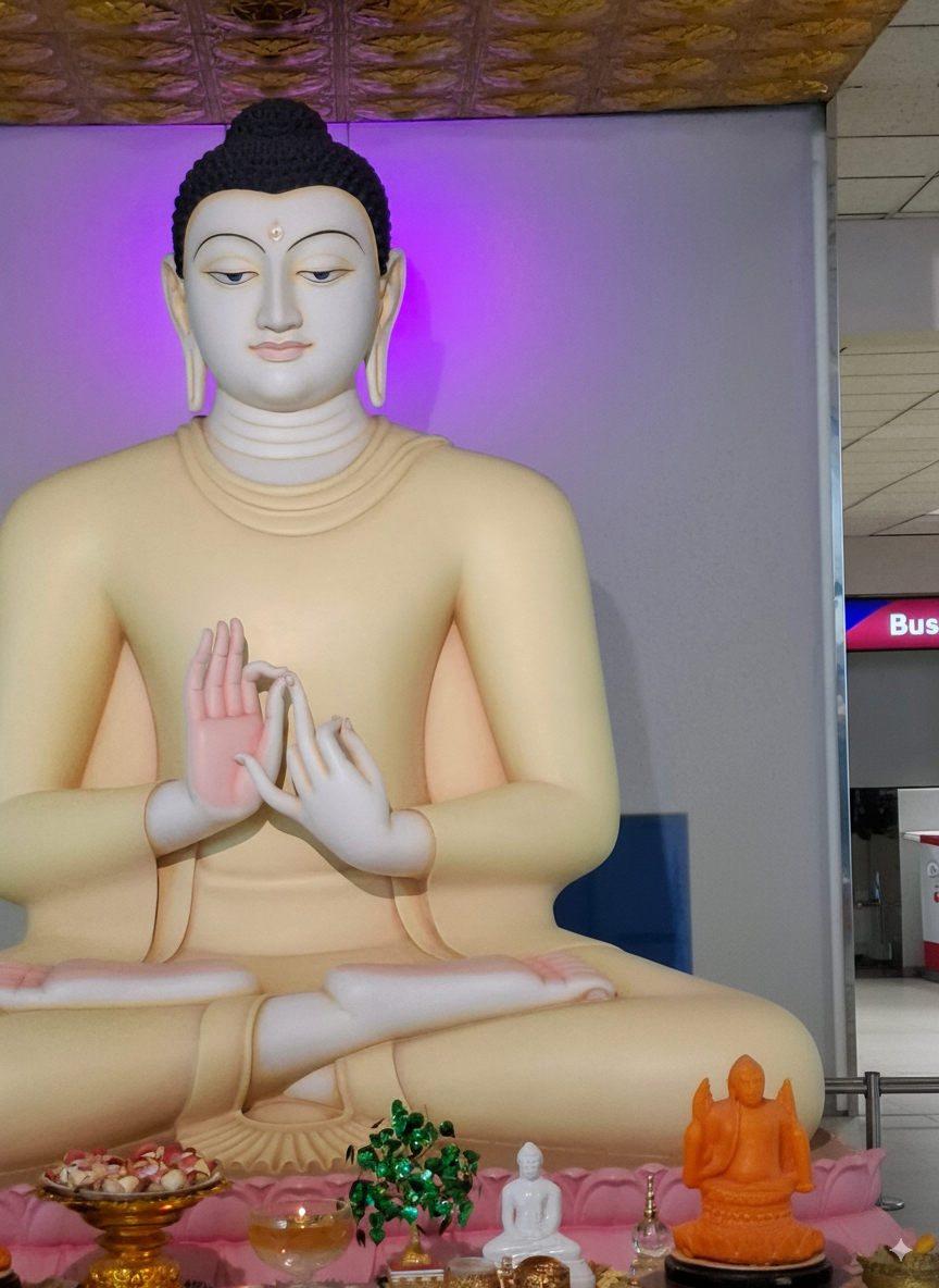 Imagen de Buda en aeropuerto de Sri Lanka