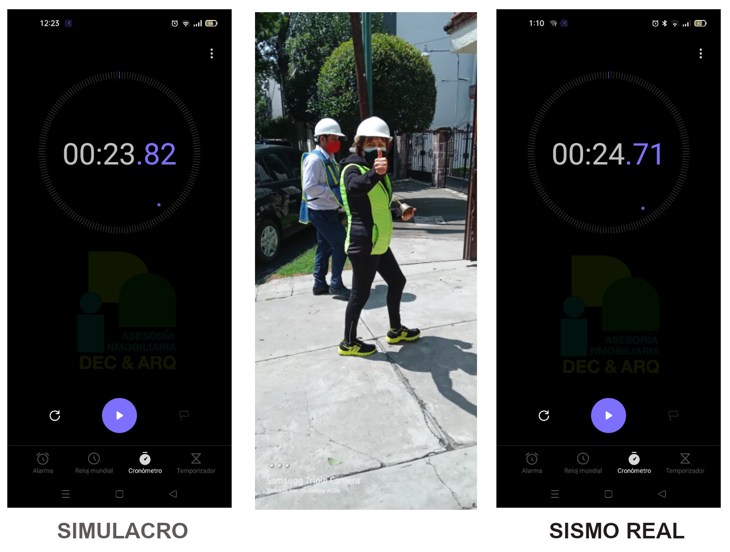 Cronómetro de medición tiempo de simulacro
